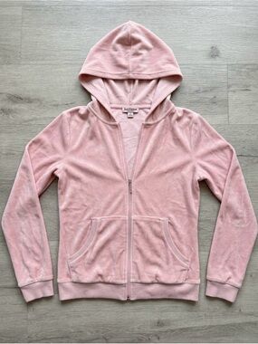 Hotouch Pink Velour Full-Zip Hoodie Sweatshirt - Excellent Condition Like New